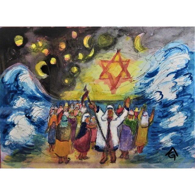 This artwork titled "Exodus" c.2000 is a watercolor on paper by noted California artist Arnold A. Grossman, 1923-2016. It...