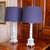 English Pair of Neoclassical Painted Lamps, Cream With Blue Designs For Sale - Image 3 of 18