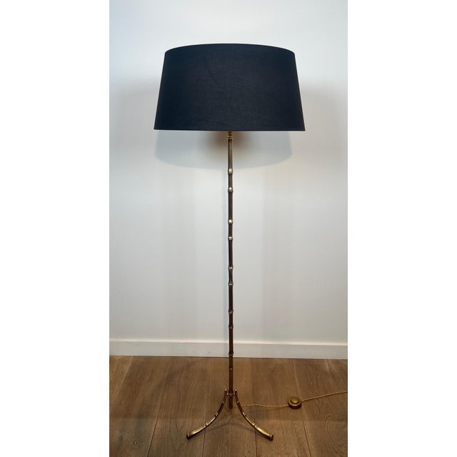 Neoclassical 1940s Bronze faux bamboo floor lamp by Maison Bagués For Sale - Image 3 of 12