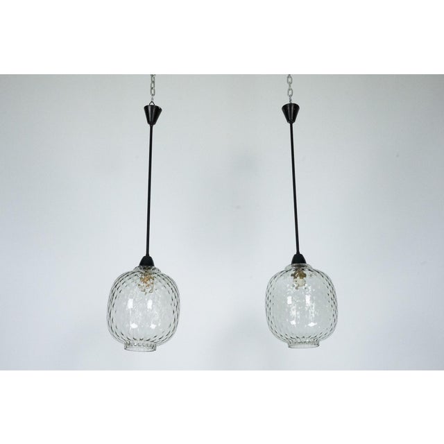 Gray Mid-Century Modern Pendant Lamps in Smoked Murano Glass, Italy, 1950s, Set of 2 For Sale - Image 8 of 13