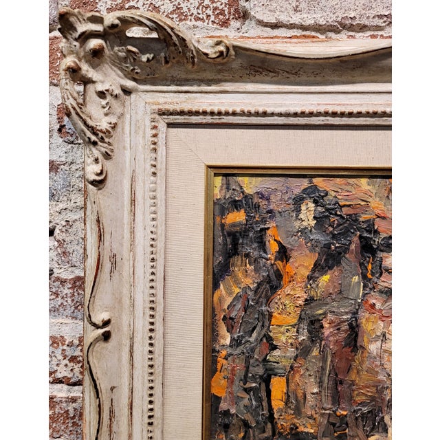 Textile Molly F. Crowd of Women in Abstract -1962 Oil Painting For Sale - Image 7 of 10