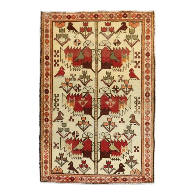 Vintage Zabihi Collection Persian Pictorial Rug - 3' x 4'1" For Sale