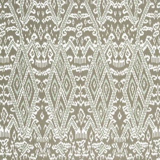 Schumacher Maya Ikat Print Fabric in Greige For Sale