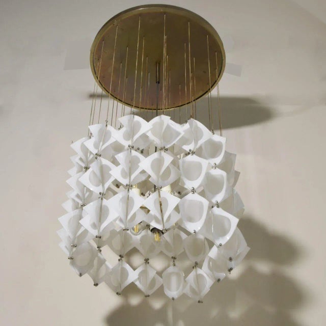 Italian Aluminum and Opaline Glass Ceiling Lamp from Mazzega, 1969 For Sale - Image 12 of 12