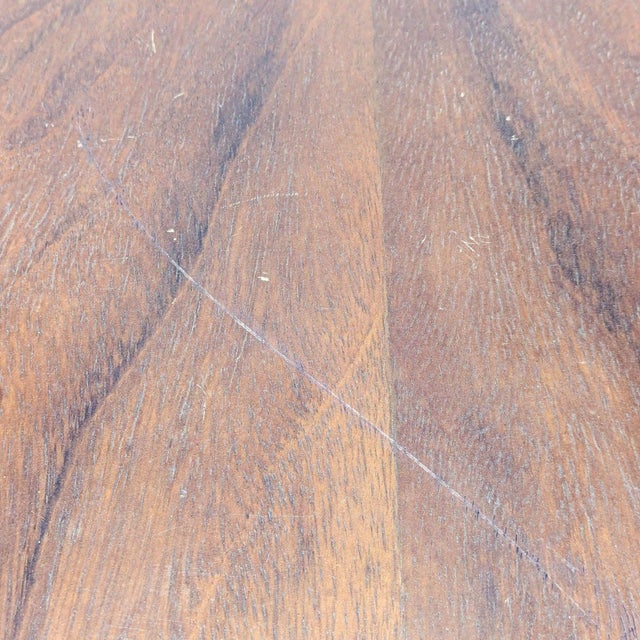 Brown Crate & Barrel Wood Accent Table on Wood Base For Sale - Image 8 of 8