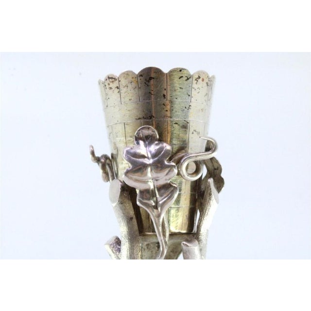 Metal Silver Toothpick Holder with Golden Chalice, Vines and Tree Trunks For Sale - Image 7 of 8