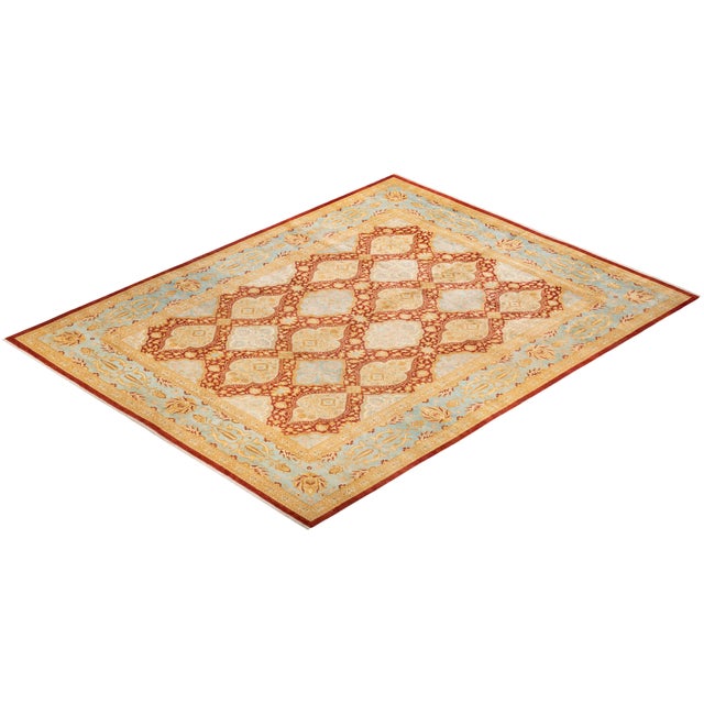 Orange Eclectic, One-of-a-Kind Hand-Knotted Area Rug - Orange, 10' 2" x 13' 1" For Sale - Image 8 of 8