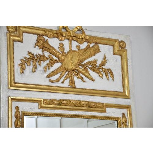 Wood Parcel Gilt Trumeau Wall Mirror, 1890s For Sale - Image 7 of 10