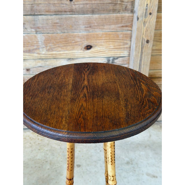 Pair of Victorian Scorched Bamboo Plant Stands With Bamboo Root Feet For Sale - Image 11 of 12