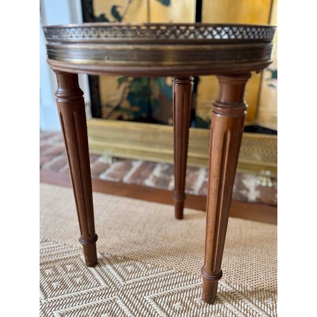 Antique French Bouillotte Style Table- Round Marble Top Drink Table For Sale - Image 4 of 11