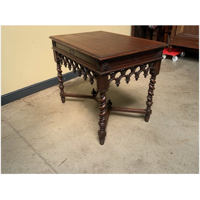 Brown Antique Neo-Gothic Coffee Table, 1880 For Sale - Image 8 of 11