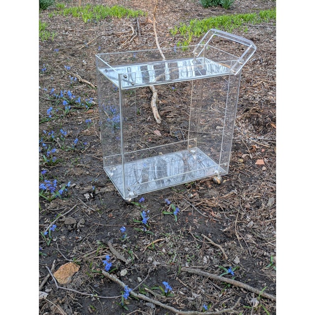 Mid-Century Modern 1970's Lucite Bar Cart For Sale - Image 3 of 9
