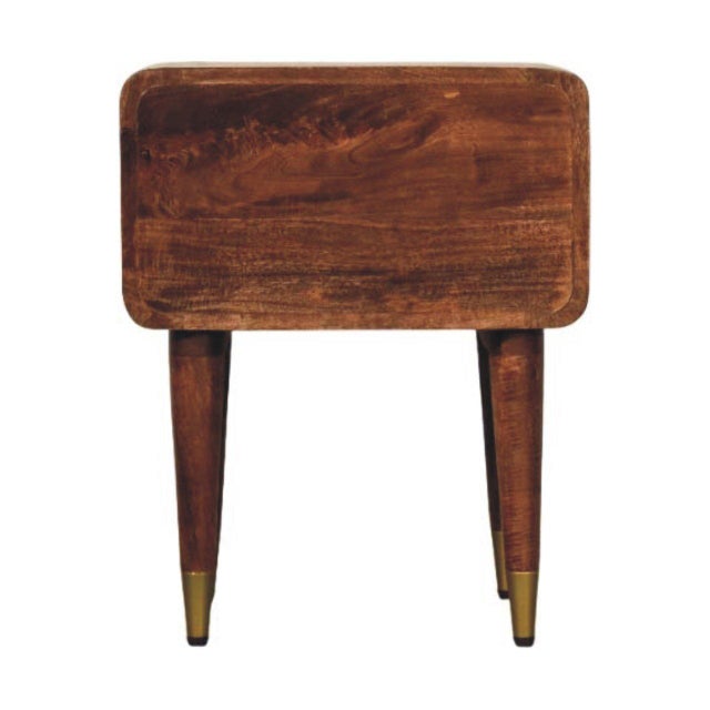 2020s Roasted Almond-Finish Mango Wood 2-Drawer Nightstand For Sale - Image 5 of 8