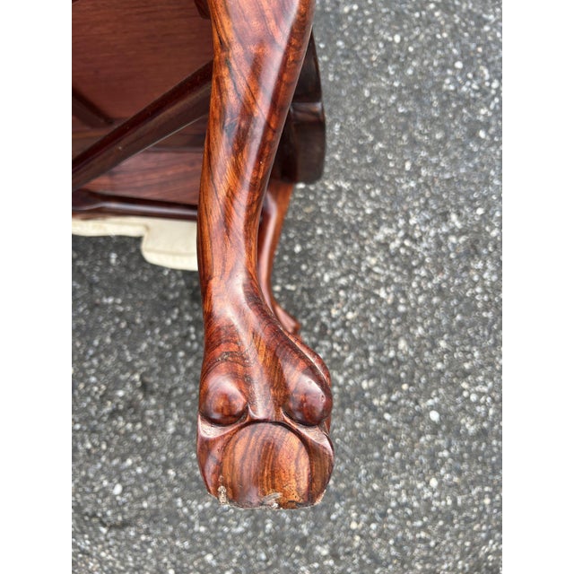 Exquisite Pair of 20th C. Chinese Hand-Carved Rosewood “Imperial Dragon” Armchairs Hongmu Mid Century For Sale - Image 11 of 13