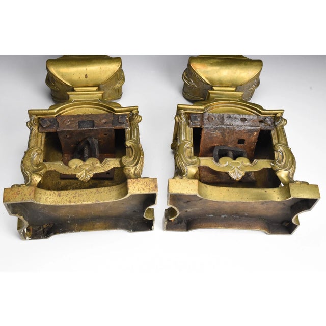 Bronze Regence Style Antique Bronze Chenets Firedogs Andirons For Sale - Image 8 of 8