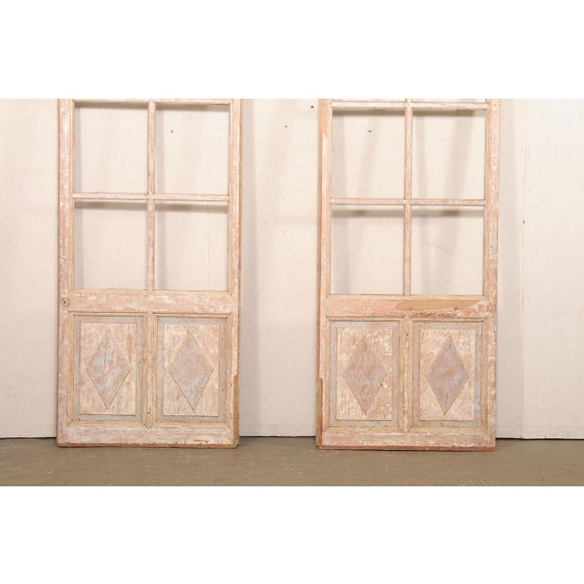 Early 20th Century Tall Antique Pair French Doors on Rollers For Sale - Image 5 of 9
