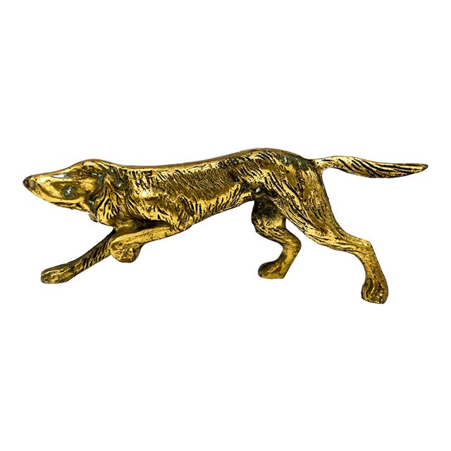 Vintage Brass Hunting Hound Dog Sculpture – Sporting / English Traditional For Sale