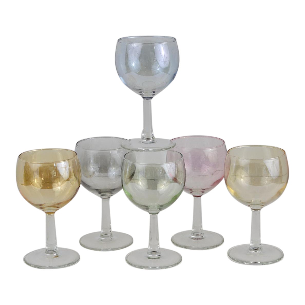 Multi Color Pastel Wine Glasses Set of 6 Chairish