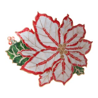 Champlevé Cloisonné Poinsettia Dish For Sale