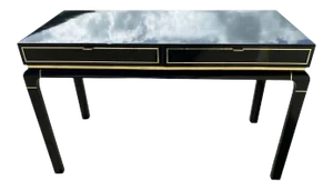 Modern John Stuart Lacquered Writing Desk with Brass Accents