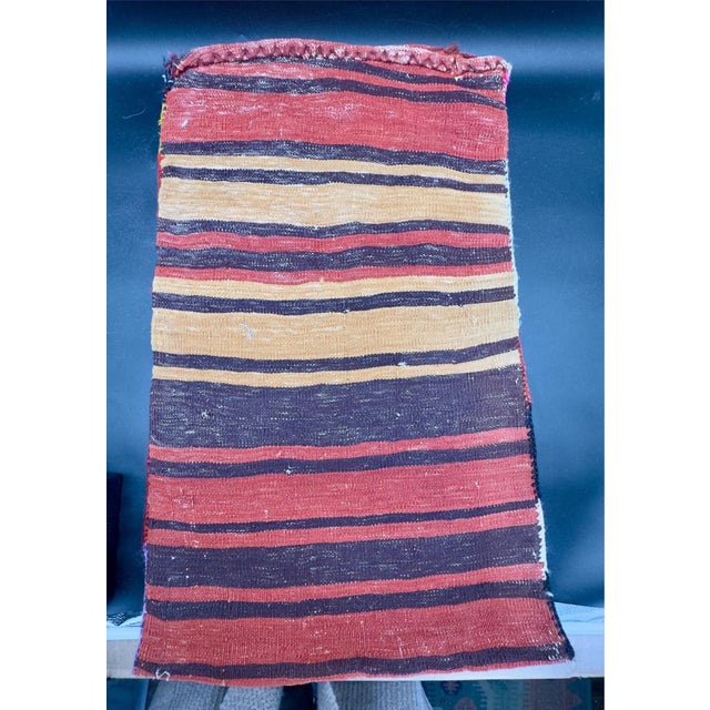 Very Unique antique Turkish saddle bag, also known as a kilim rug saddlebag or chuwal bag or heybe. This is one side, mort...