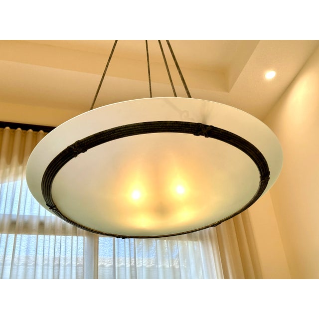 Glass and Steel Pendant Chandelier For Sale In Miami - Image 6 of 12