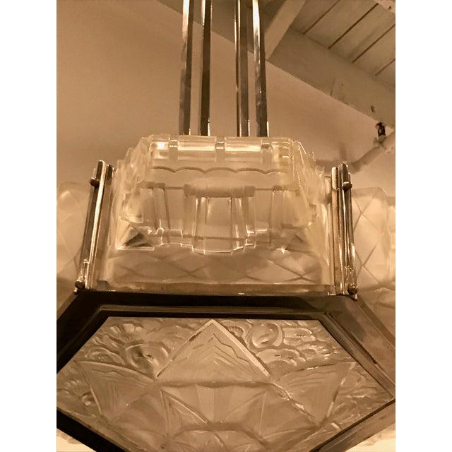 French Art Deco Pendant Chandelier by Hanots For Sale - Image 9 of 13