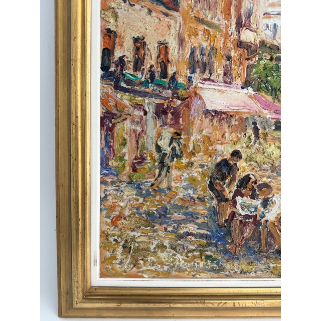 Vintage Mid-Century Parisian Impressionist Street Scene Oil Painting For Sale - Image 4 of 6