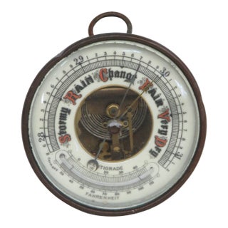 German Aneroid Barometer Centigrade Fahrenheit Metal Hanging Weather Dial 4489b For Sale