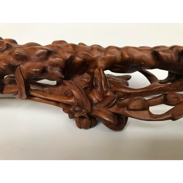 Contemporary Wood Carving of Flowers in the Shape of a Ruyi For Sale In Chicago - Image 6 of 11