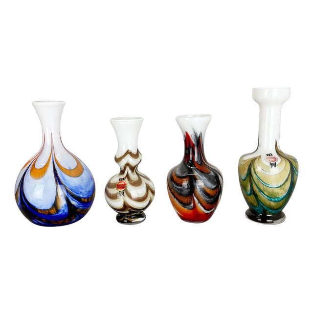 Vintage Italian Pop Art Multicolor Opaline Florence Vases, 1970s, Set of 4 For Sale