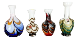 Vintage Italian Pop Art Multicolor Opaline Florence Vases, 1970s, Set of 4