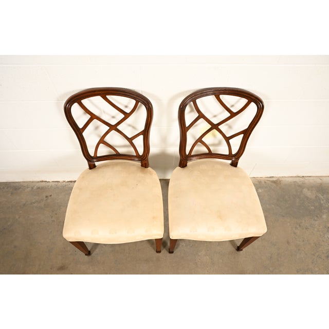 1980s Kindel Furniture Federal Carved Mahogany Side Chairs or Dining Chairs, Pair For Sale - Image 5 of 15