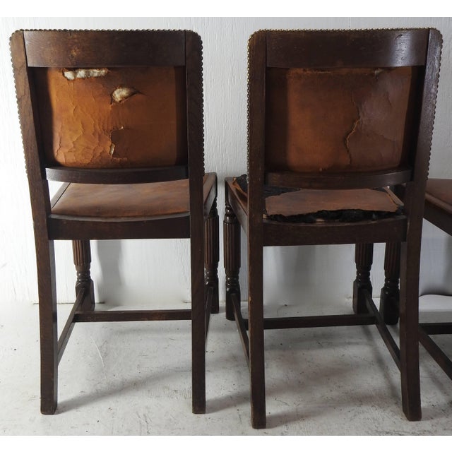 Early 19th Century English Oak Chairs With Leather Seats For Sale In Nashville - Image 6 of 11