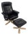 Adjustable Leather Armchair with Ottoman in Black, 1975 For Sale