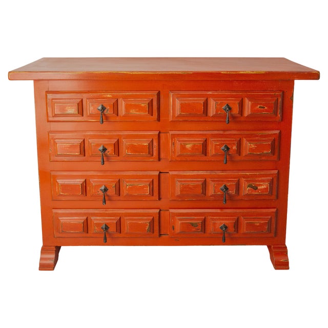 Mid-Century French Chest of Drawers in Red, 1960s For Sale