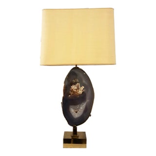 Table Lamp in Gilted Brass and Agate by Willy Daro, 1970s For Sale