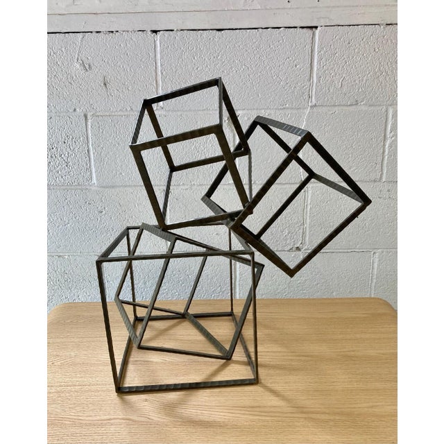 Geometric Abstract Cube Modern Metal Sculpture For Sale In New York - Image 6 of 6