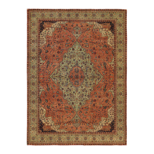 9'x12' Hand-Knotted Persian Ferahan Rug – Terracotta & Ivory