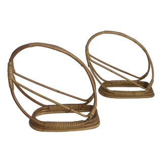Rattan and Wicker Bottle Holders, 1960s, Set of 2 For Sale