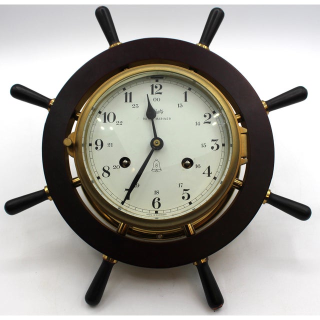 Circa 1970 German Ship's Wheel Clock & Barometer Set by August Schatz & Sohne For Sale - Image 4 of 12