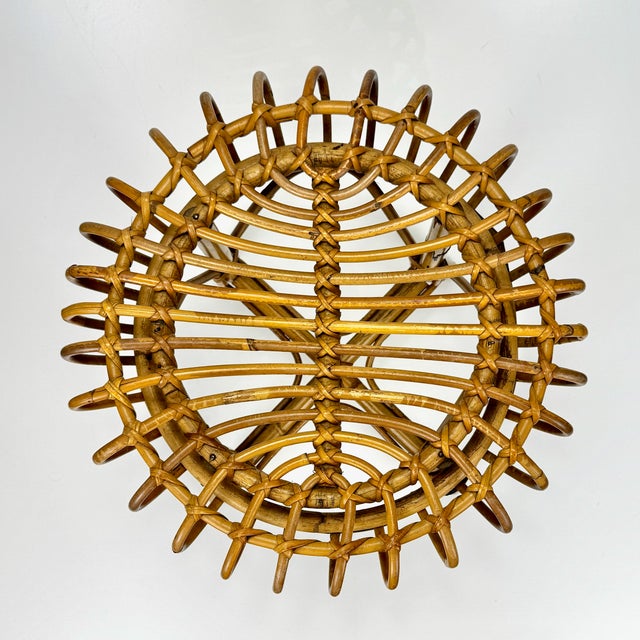 Mid-Century Bamboo and Rattan Stool from Franco Albini, Italy, 1960s For Sale - Image 6 of 7