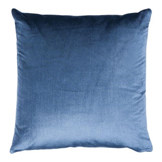 Venetian Blue Silk Velvet Cadet 18" Pillow For Sale