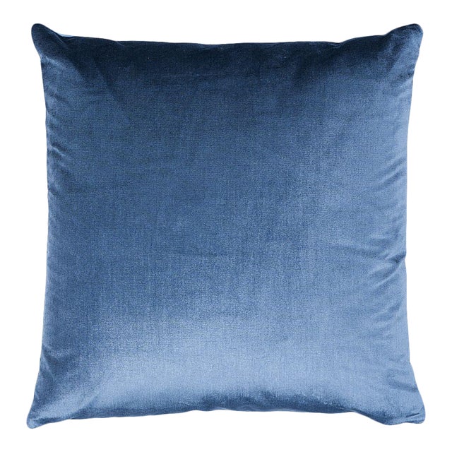Venetian Blue Silk Velvet Cadet 18" Pillow For Sale