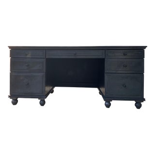 Restoration Hardware Annecy Metal-Wrapped Gray Desk For Sale