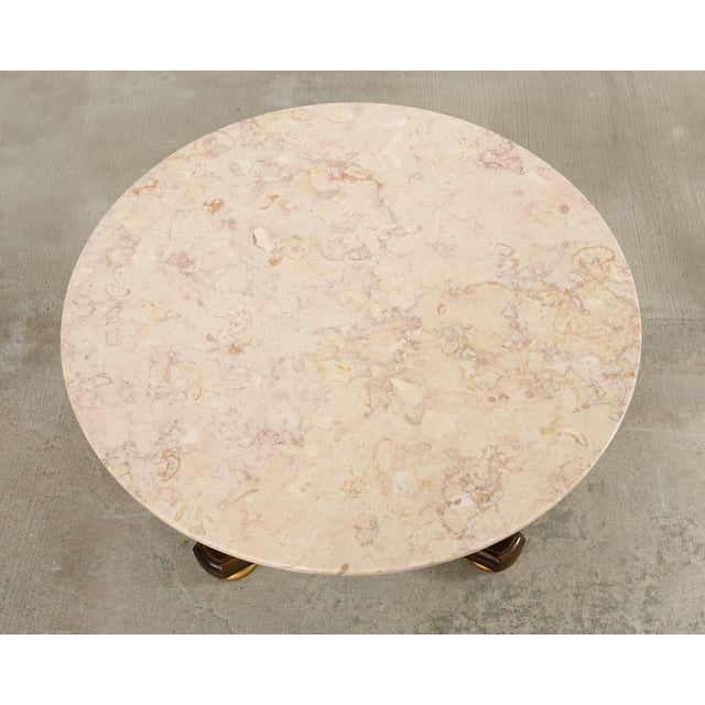 Midcentury Round Marble Top Pedestal Cocktail Table For Sale - Image 4 of 16