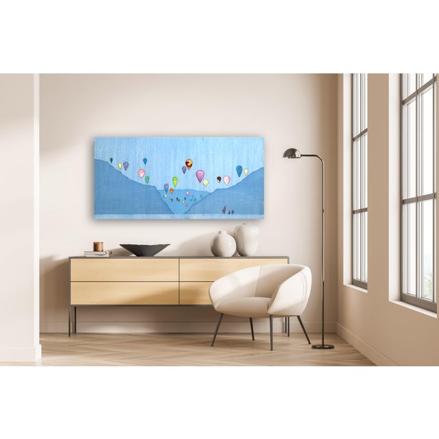 Sky Blue Canyon Skies I - Large Minimalist Blue Landscape Mountains Original Artwork by Peter Kuttner For Sale - Image 8 of 9