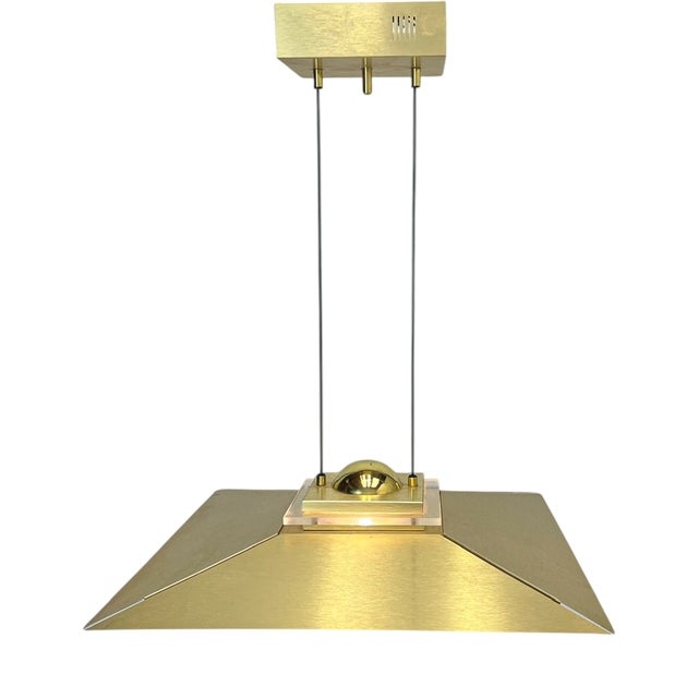 Adjustable Square Pendant Light in Brass from Dijkstra, 1980s For Sale