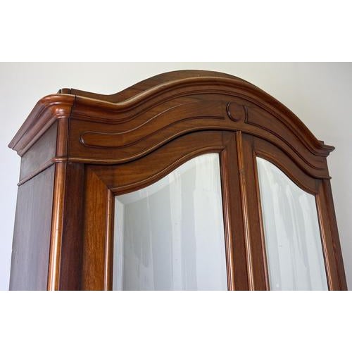 Antique French Carved Walnut Mirrored 2-Door Wardrobe For Sale - Image 5 of 18