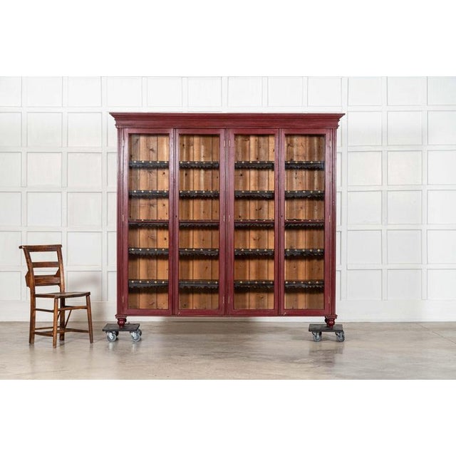Large English Glazed Painted Pine Bookcase, 1880s For Sale - Image 3 of 12